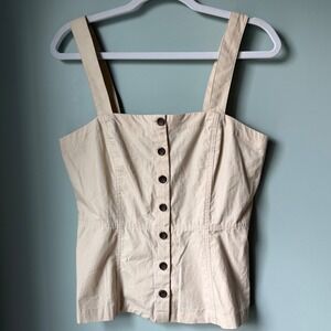 NEW Banana Republic Button Down Sleeveless Top Beige Tan Neutral Capsule 10 NWT